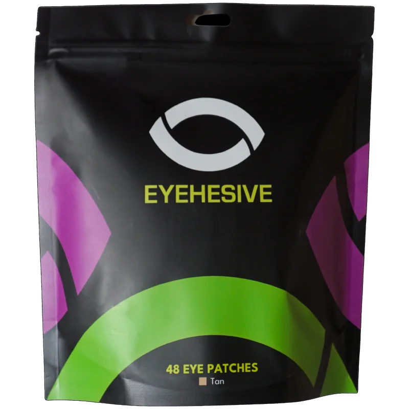 EYEHESIVE eye patches 48-count packaging on transparent background